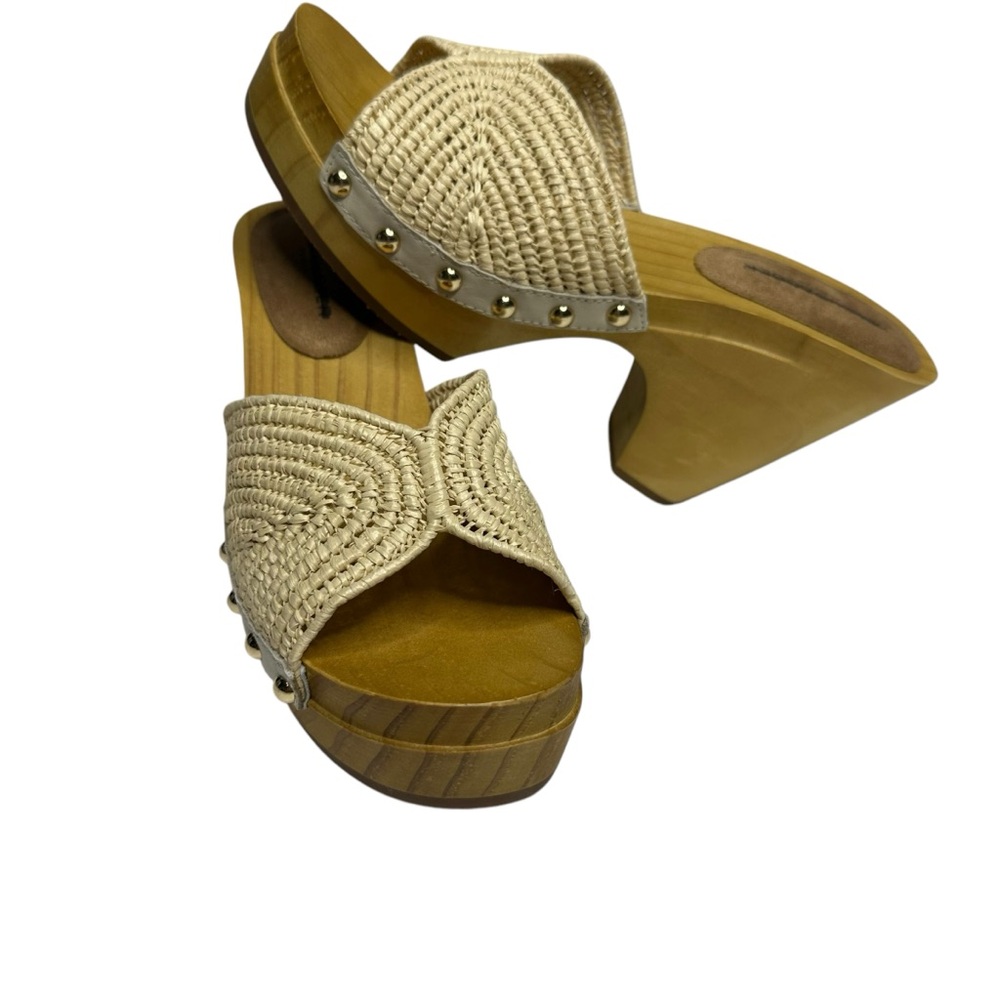 NEW Kelsi Dagger Brooklyn Dreamer Studded Wooden Sandals 6.5 - Picture 8 of 13
